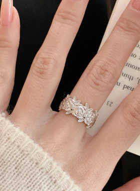 时尚轻奢中古风复古雕花戒指女可