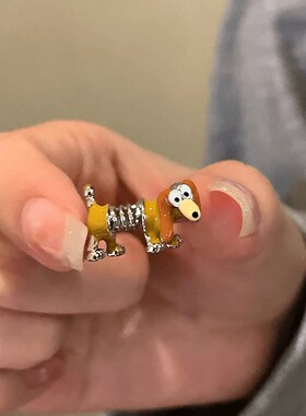 同款可爱搞怪弹簧狗戒指童趣食指