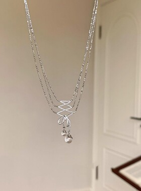 芭蕾丝带仿白水晶女项链2026新款