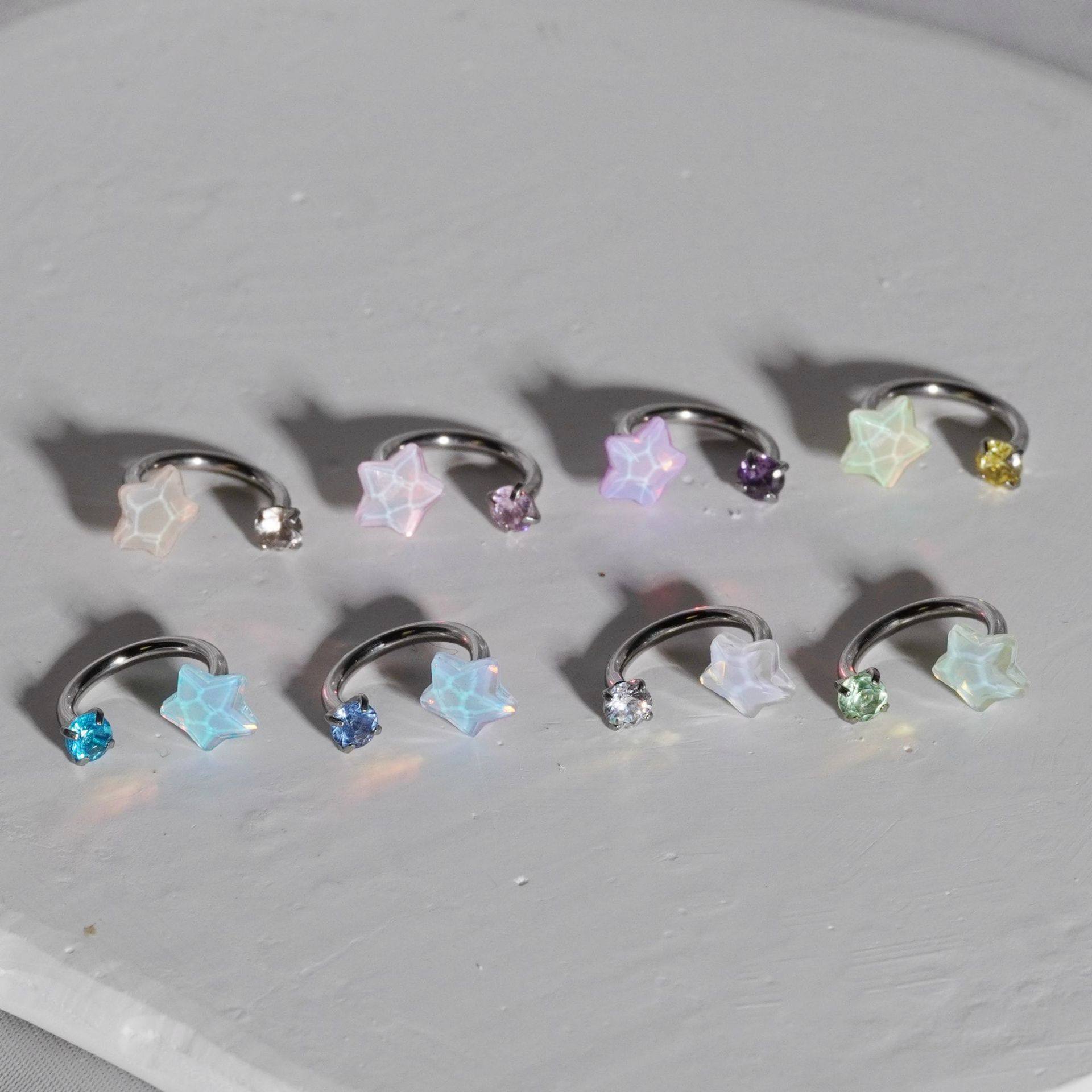 摩卡星星马蹄环锆石不锈钢唇环.内牙耳骨环人体穿刺饰品,淘宝优惠券,粉丝福利购,淘宝优惠卷