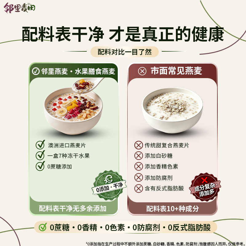 邻里麦田燕麦片 早餐即食冲泡速食燕麦片懒人代餐 水果坚果燕麦片