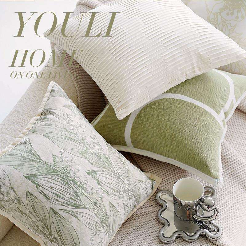 Cream style pillow case jacquard living room sofa cushion backrest green famous wind chime bedside bay window cushion side sleeping