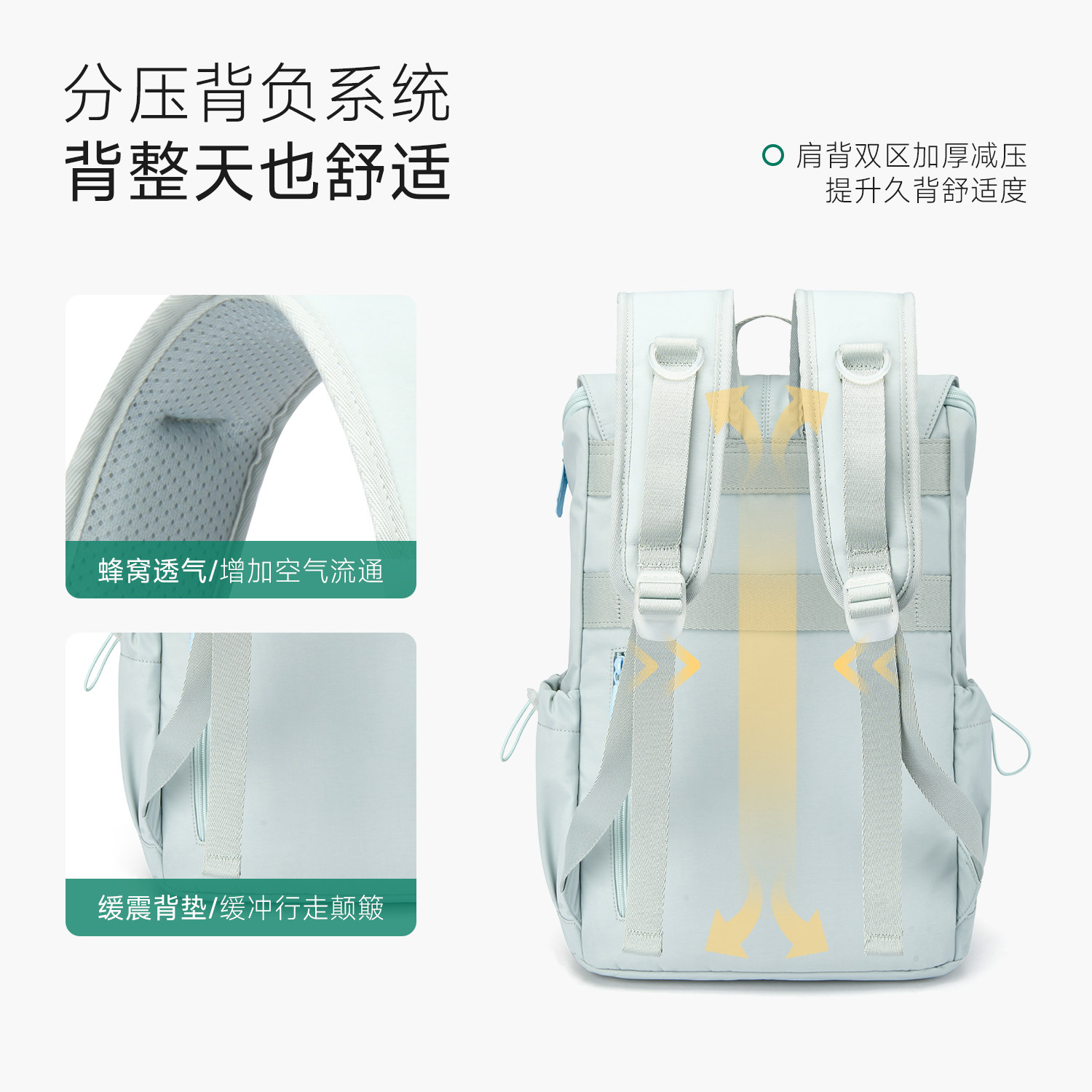 热风通勤双肩包女大容量电脑包户外登山背包翻盖旅行包大学生书包