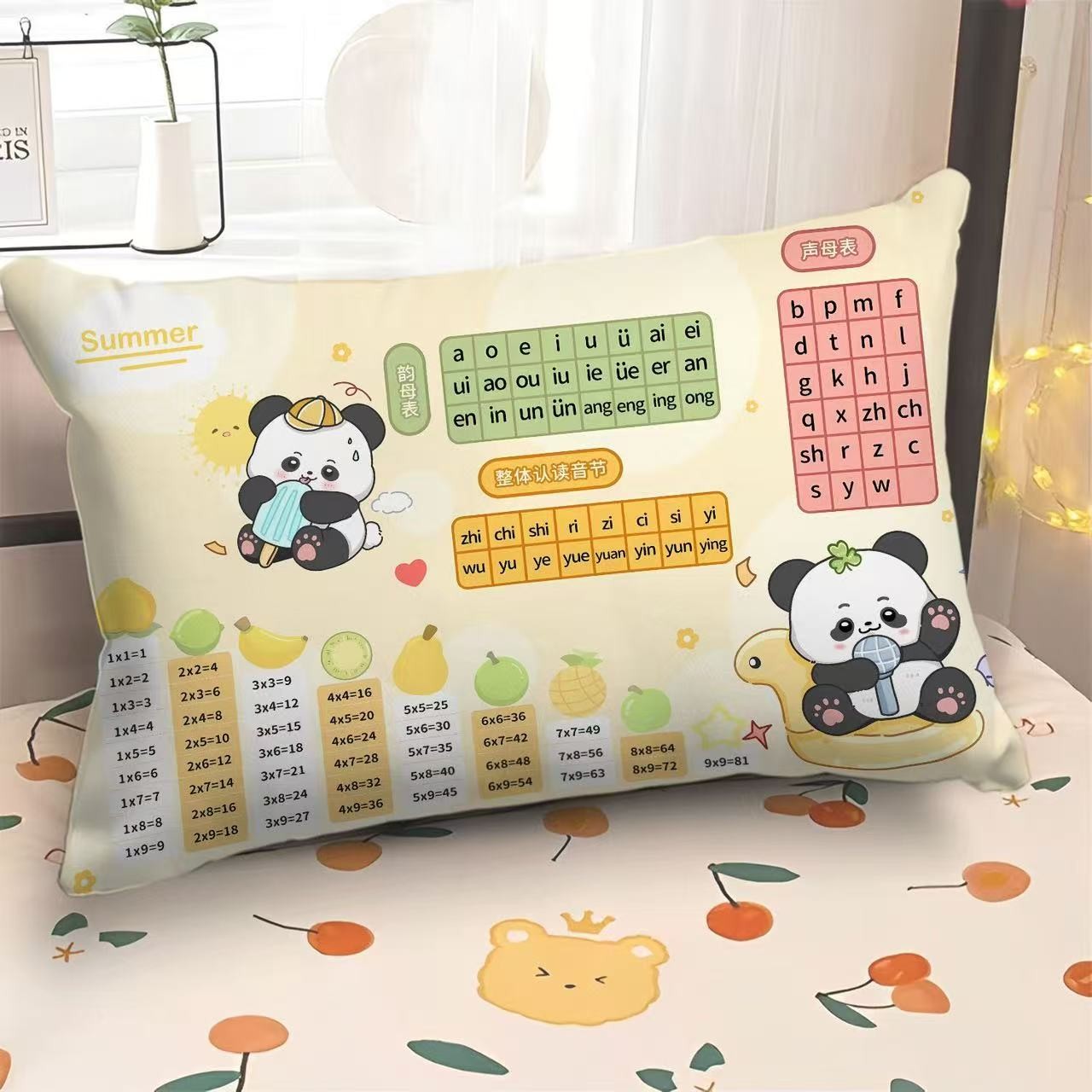 Elementary school pinyin math basic knowledge pillow learning pillow bedroom bedside super soft pillow removable and washable pillow case
