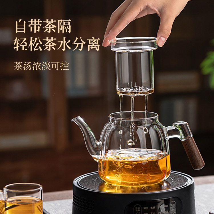 Glass household teapot for making tea 2026 new thickened high temperature resistant kettle tea water separation tea set
