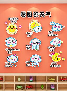 幼儿园天气预报站x2346气象环创主题墙面装廊饰贴画托管走大厅形
