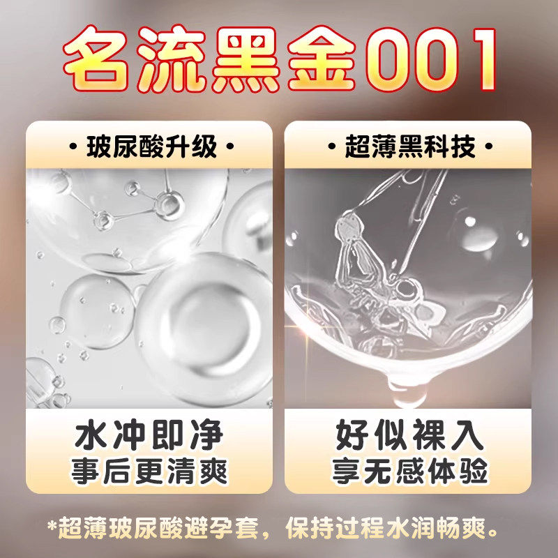 名流避孕套超薄001玻尿酸超润无套裸感秒滑裸入男用正品安全套byt
