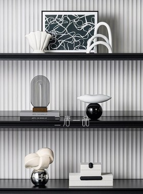 意式极简客厅电视壁龛餐边柜开放格摆件高档酒店别墅卧室书柜软装