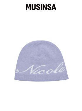 NICK&NICOLE SCRIPT LOGO 针织毛线帽_LAVENDER 韩国官网直邮进口