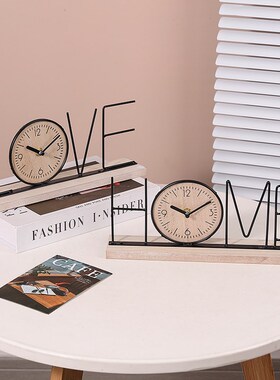 创意桌面时钟摆件家用客厅卧室电视柜装饰品办公室玄关手工小摆设