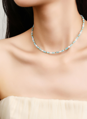 NOVES天然石串珠项链多巴胺彩色