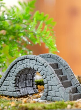 摆件小桥流水造景鹅卵石拱桥桌面假山水景鱼缸微缩微景观装饰复古