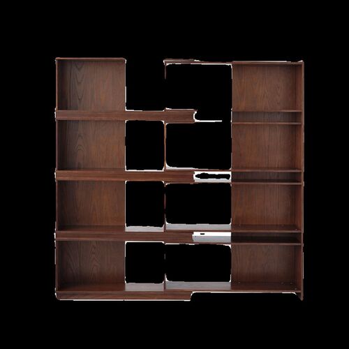 润家家居中古风客厅书架可自由调节落地家用陈列柜实木组合书柜子 - 图3