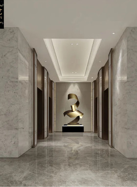 酒店大堂售楼处抽象卷形落地摆件装饰景观铁艺雕塑大型摆设工艺品