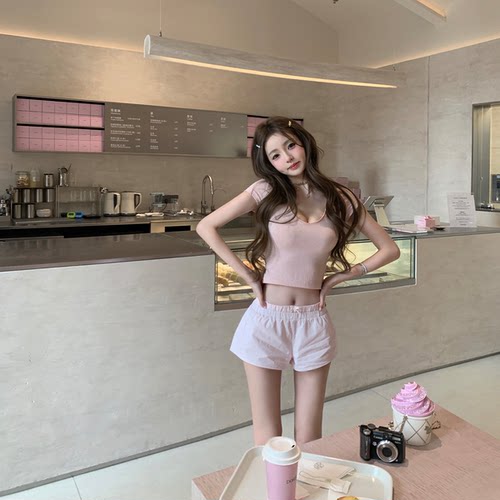 你的懒懒llan【轻松出街组！】软fufu松弛感藏肉两色假两件短裤女 - 图2