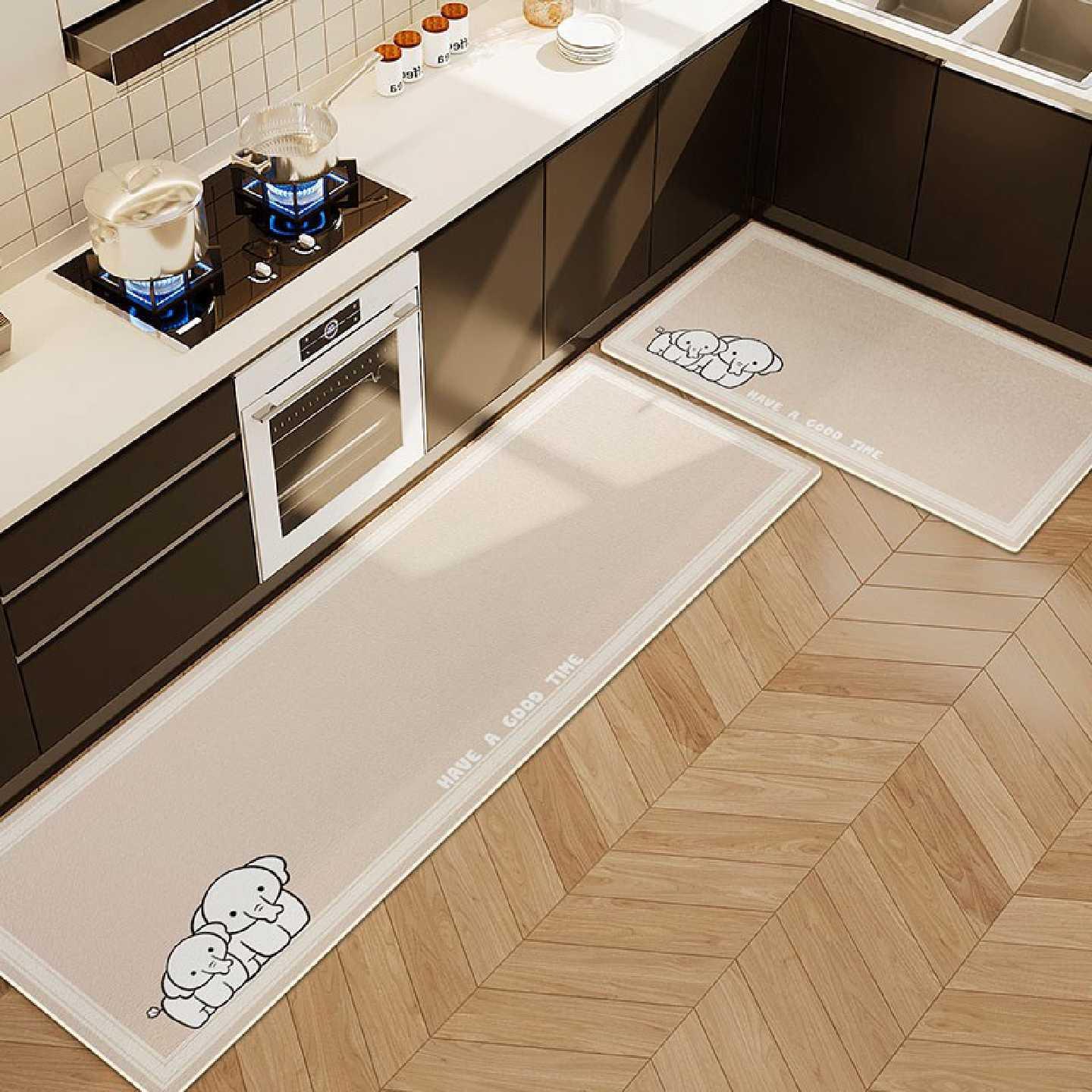 Kitchen-specific floor mats, wipeable and wash-free floor mats, household dirty-resistant carpets, non-slip, anti-oil, diatom mud, water-absorbent and cool