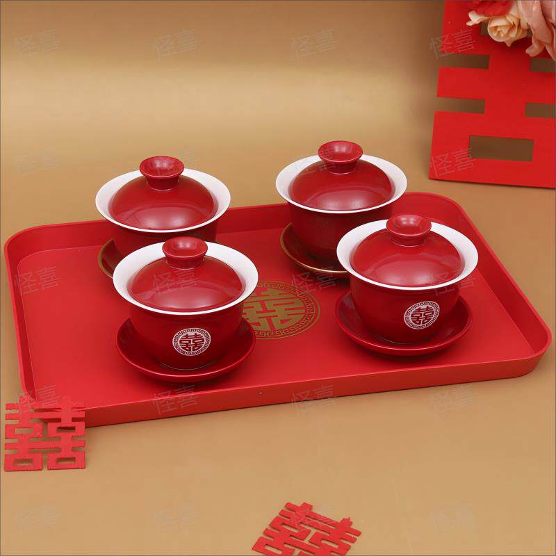 Wedding supplies festive tea cup wedding gift change wedding cup dowry tea set supplies pair of bowls