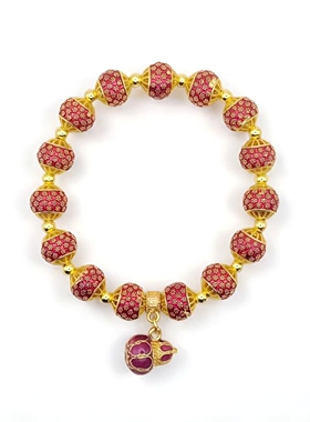 酒红景泰蓝珐琅葫芦福禄手链