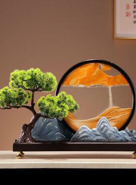 水墨江山迎客松流沙画摆件家居客厅玄关装饰乔迁新居礼品