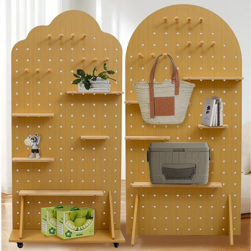 Vertical storage hole board storage rack with bracket and pulley storage rack movable rack floor-standing commercial live broadcast exhibition