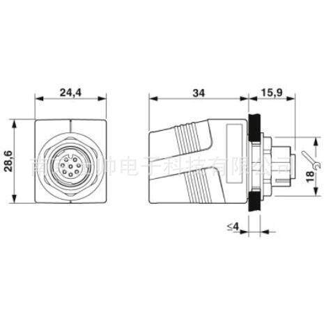 菲尼克斯 控制柜穿板式连接器 CUC-BH-M12D1PBK-S/R4BE 1414398 - 图1