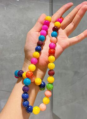 快乐多巴胺炫彩夏日石英岩石手链项链套装