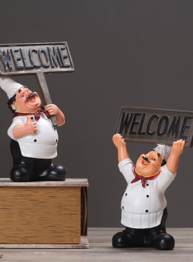 乡村田园现代创意厨师摆件西餐厅厨房咖啡馆家居软装饰品实用摆设