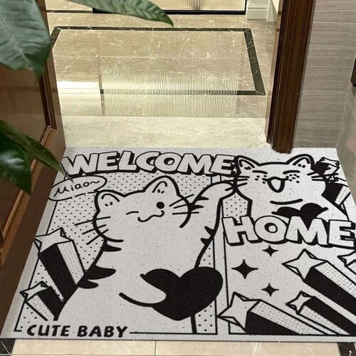 卡通入户门地垫进门脚垫家用PVC丝圈门口垫进户门大门口地毯裁剪 - 图0