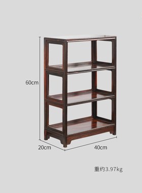 天纵老挝大红酸枝收纳茶具茶道玄关柜三层置物储物架
