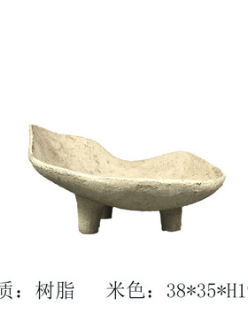 侘寂风复古水果坚果盘收纳摆件新中式仿古样板间客厅茶几软装饰品