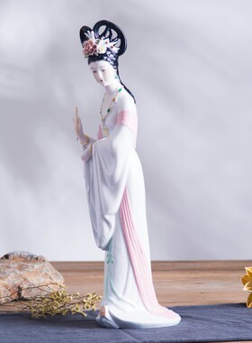 精品唐朝仕女人物摆件新中式古风美女陶瓷古典家居摆饰手工艺术品