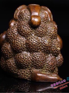 纯铜手工仿古实心紫铜茶宠小物件 金蟾香插 茶道小摆件