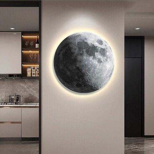 LED氛围灯月球圆形装饰画高级感玄关走廊过道壁灯客厅灯光画挂画 - 图2