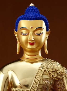 尼泊尔黄铜佛像释迦牟尼释迦牟尼药师阿弥陀佛三宝复古风格客厅供