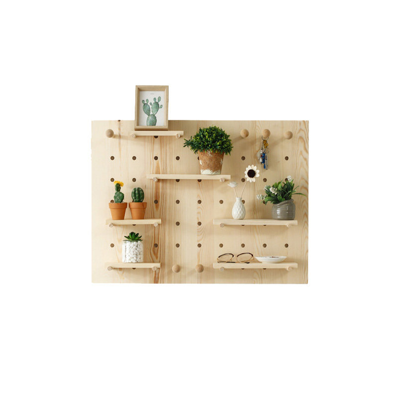 Customized hole board solid wood Nordic storage wall rack wall hanging living room kindergarten decoration home