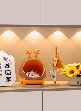 创意小鹿玄关钥匙收纳盒摆件入户门口鞋柜客厅家居装饰品乔迁礼物
