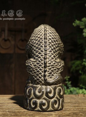 天然青石雕刻祥云吸水兽石兽摆件吸财招财神兽送礼佳品茶空间造景