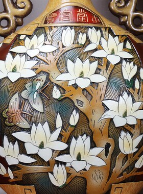 纯手工中式陶瓷客厅电视柜中国风复古博古架隔断层摆件工艺品摆设