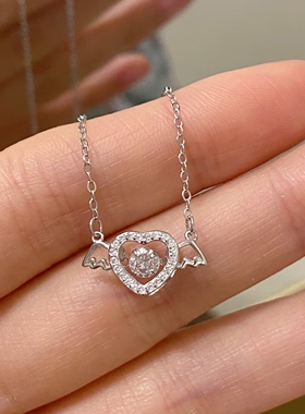 月售500+S999纯银跳动的心锁骨链