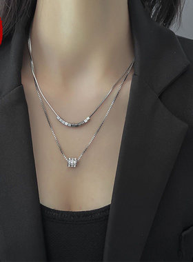 月售500+纯银双层方糖小蛮腰项链