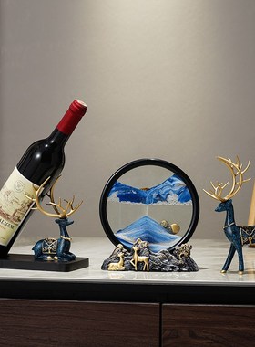 新中式家居酒柜铃兰鹿红酒架摆件餐边柜装饰客厅玄关乔迁新居礼品