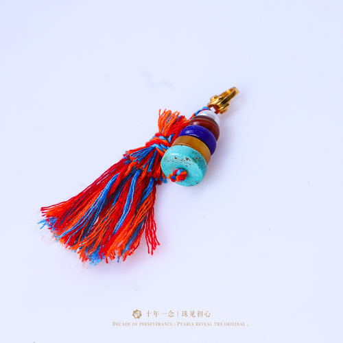 次第花开天珠玛瑙绿松蜜蜡珍珠念珠轻奢彩绳流苏挂件 - 图0
