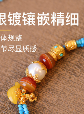 次第花开藏式唐卡天珠绿松石