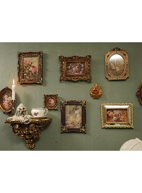 复古森林欧式天使罗马柱烛台浮雕壁挂法式相框家居装饰拍照道具