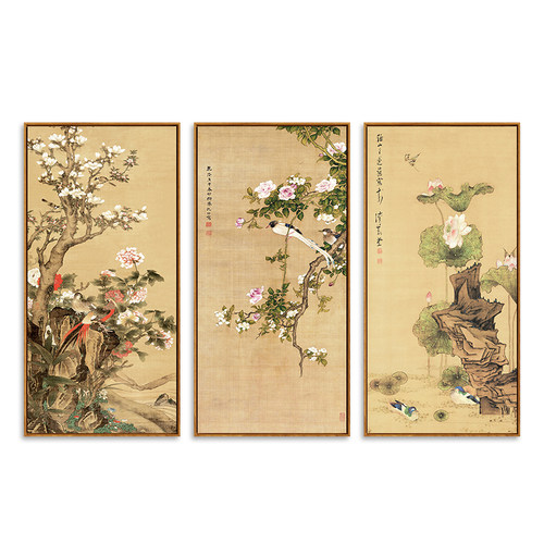 新中式客厅装饰画 餐厅花鸟国画玄关竖版挂画山水沙发背景墙 壁画 - 图2
