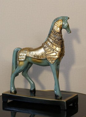 复古战马新中式高档摆件书房书柜老板领导办公室桌面高端装饰品