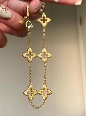 中古风拉丝芒星幸运四叶草绸缎