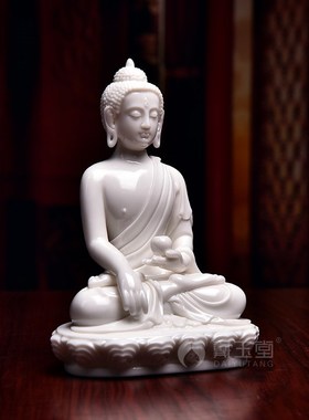戴玉堂陶瓷小佛像摆件随身佛旅行出差随身携带释迦摩尼佛艺术装饰