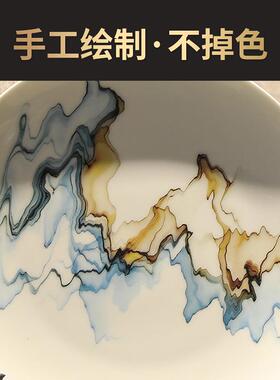 陶瓷博古架摆件新中式玄关客厅高档家居装饰电视柜办公室瓷器盘子
