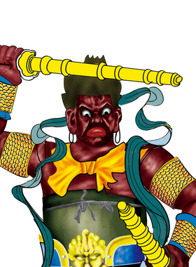 哼哈二将神像哈将画像挂画客厅玄关装饰画左右门神丝绸卷轴画定做